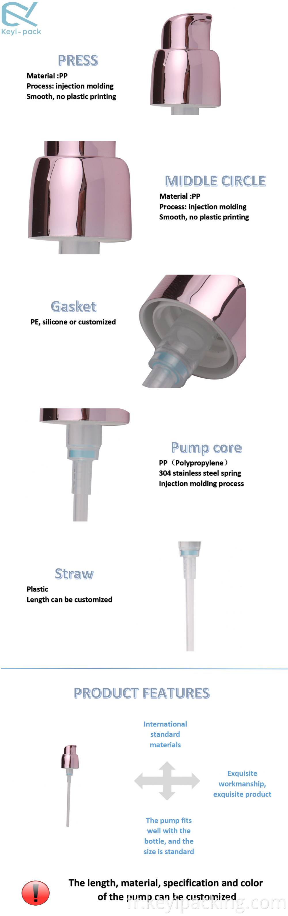 Cosmetic Cream Pump for Glass Bottle